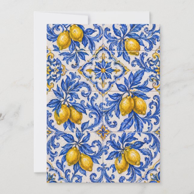Convite Blue Lemon Azulejo Tile (Frente)