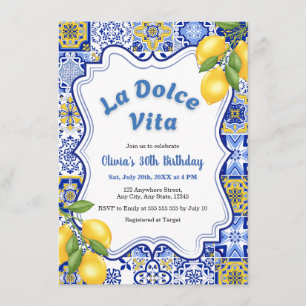 Convite Blue Lemon Italian La Dolce Vita 30º Aniversário