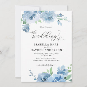 Convite Blue Light Baby Blue All In One QR Code Weding