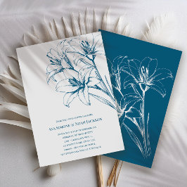 Convite Blue Lily Outline Wedding