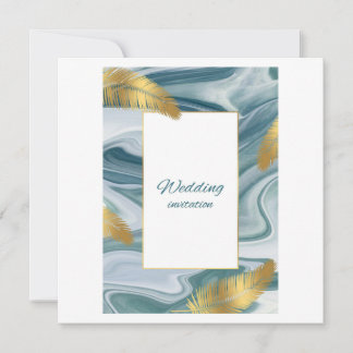 Convite Blue Liquid Marble Wedding Invitation | Premium El