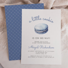 Convite Blue Little Cookie Macaron Boy Baby Shower