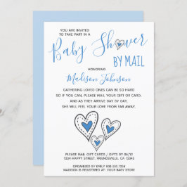 Convite Blue Love Hearts Boy Chá de fraldas by Mail