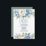 Convite Blue Magnolia and Peony Flower Boy Baby Shower<br><div class="desc">Celebrate</div>