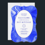 Convite Blue Marble Swirls Star de David Bat Mitzvah<br><div class="desc">Cartão perfeito para anunciar um morcego mitzvah, bar mitzvah ou outra celebração judaica! A mão fez uma arte de espiral com aquarela para você na frente e atrás! TOTALMENTE PERSONALIZÁVEL! Clique em "Personalizar" acima para editar o texto. Clique em "editar usando a ferramenta design" para ajustar as fontes, as cores...</div>