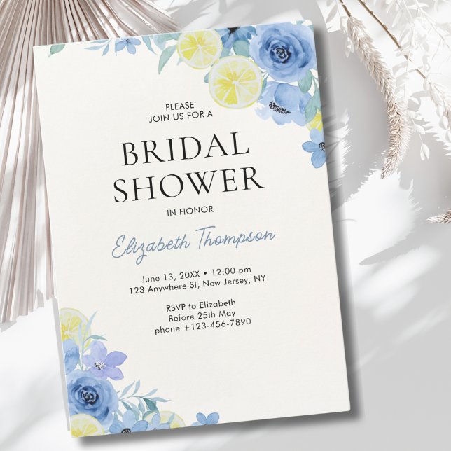 Convite Blue Mediterranean Lemon Bridal shower (Criador carregado)