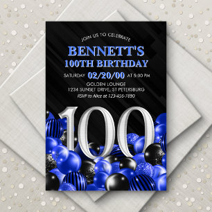 Convite Blue Mens 100º aniversário