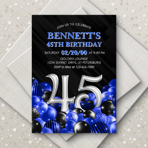 Convite Blue Mens 45º aniversário