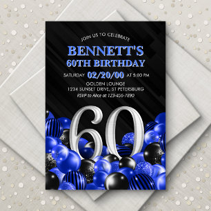 Convite Blue Mens 60º aniversário