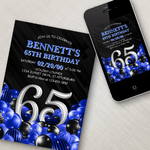Convite Blue Mens 65º aniversário