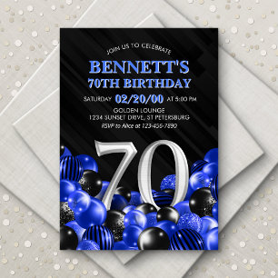 Convite Blue Mens 70 Birthday