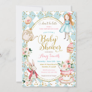 Convite Blue Mint Alice no País das Maravilhas 