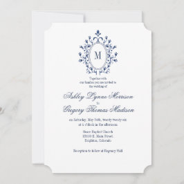 Convite BLUE Monogram Wedding Invitation