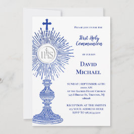 Convite blue monstrance design | First Holy Communion