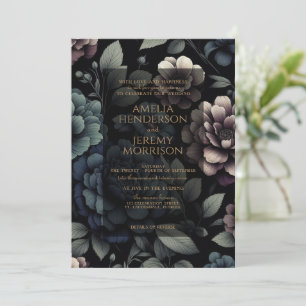Convite Blue Moody Floral com código QR