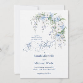 Convite Blue Morning Glory Calligraphy Wedding Invitation
