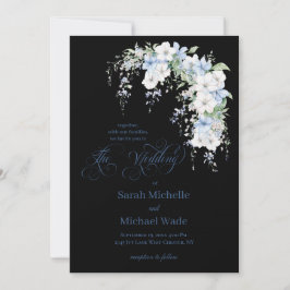 Convite Blue Morning Glory Calligraphy Wedding Invitation