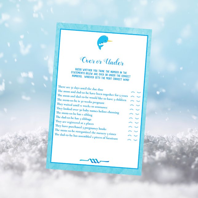 Convite Blue Narwhover sob jogo de Chá de fraldas (Criador carregado)