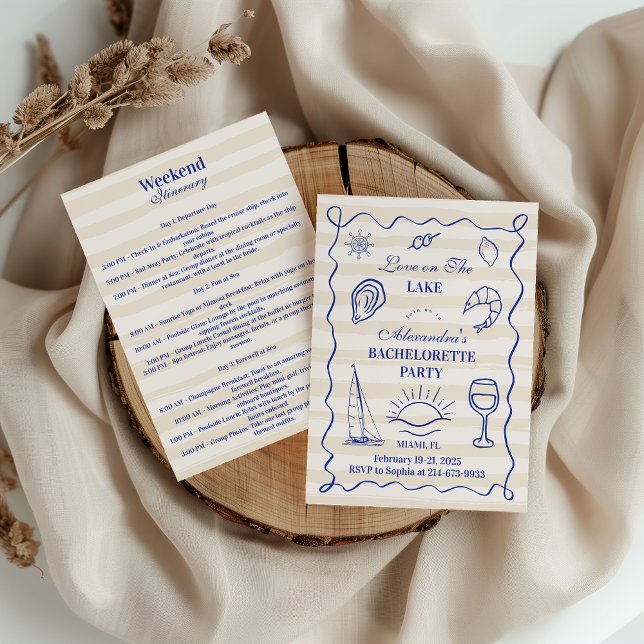 Convite Blue Nautical Lake Bachelorette Party Itinerary (Criador carregado)