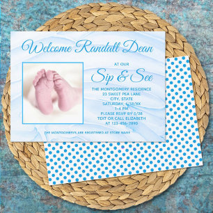 Convite Blue Newborn Baby Boy Sip e veja fotos personaliza