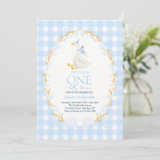 Convite Blue One Silly Goose 1st Birthday