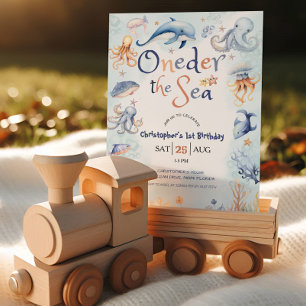 Convite Blue Oneder the sea boys primeiro aniversario Inva