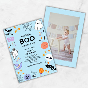 Convite Blue Our Little Boo Fotografia primeiro aniversari