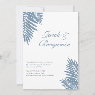 Convite Blue Palm Leaves Celebration Invitation