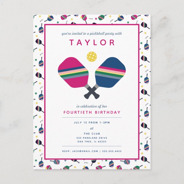 Convite Blue Pink para Desportivos do Partido Picl (Frente)