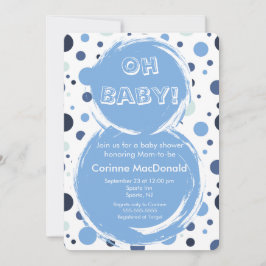 Convite Blue polka dot Baby Shower Invitation