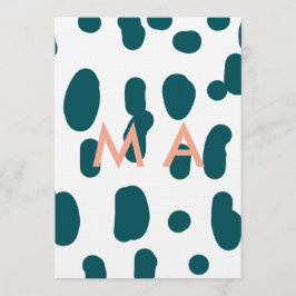 Convite Blue polkadot orange pastel monogram man letter pa