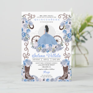 Convite Blue Princess Dress & Boots Quinceañera