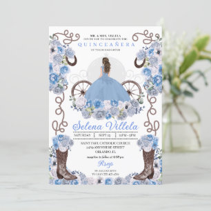 Convite Blue Princess Dress & Boots Quinceañera