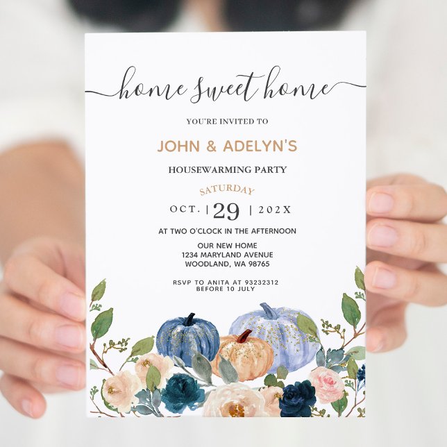 Convite Blue Pumpkin Home Festa de Aquecimento da Casa Doc (Criador carregado)