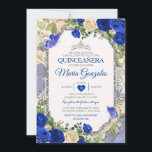 Convite Blue Quinceañera Silver Crown Butterfly 15 Anos<br><div class="desc">Quinceañera Blue & Silver Crown Butterfly Mexicana Convite Mis Quince 15 Anos,  16º Aniversário, </div>