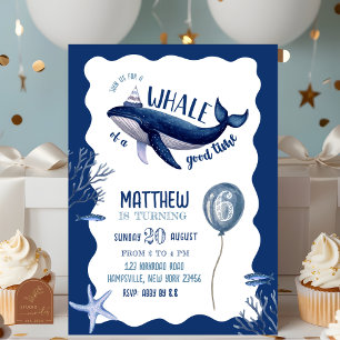 Convite Blue Quirky Whale Birthday