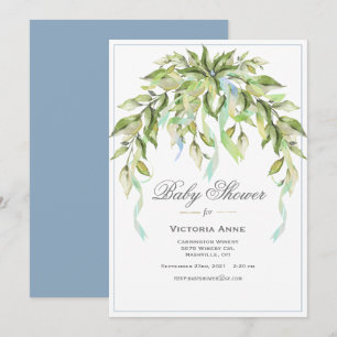 Convite Blue Ribbons Greenerant Chá de fraldas Elegante I