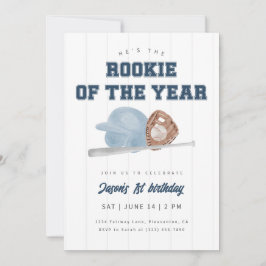 Convite Blue Rookie of the Year Baseball First Birthday