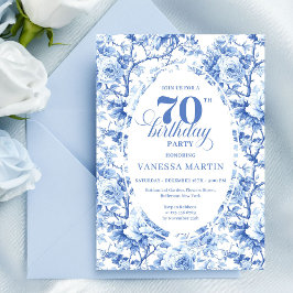 Convite Blue Roses Classic 70th Birthday Invitation