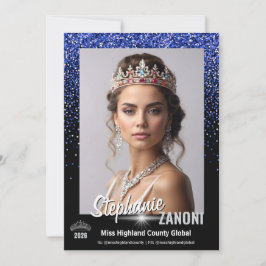 Convite Blue Royale Pageant Autograph Card | QR Code
