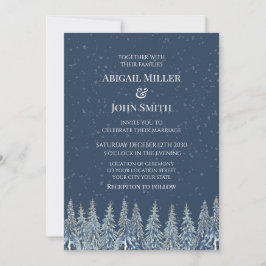 Convite Blue Rustic Winter Forest Wedding Invitations