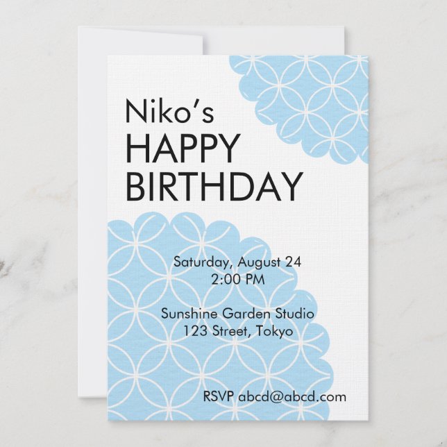 Convite Blue Shippo Editable Invitation Template (Frente)