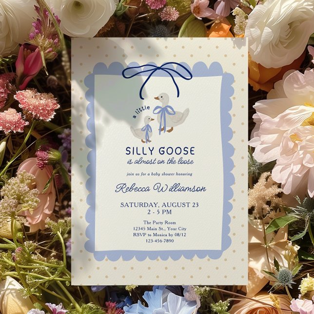Convite Blue Silly Goose Boys Baby Shower (Silly Goose Boys Baby shower Invite)
