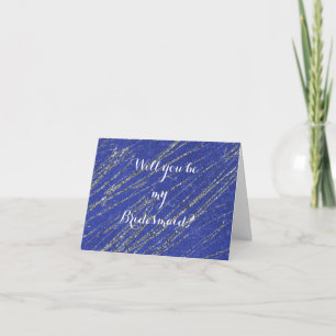 Convite Blue & Silver Modern Marble Stripe Bridesmaid Card