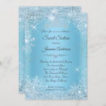 Convite Blue Silver Winter Wonderland Sweet 16 Tiara<br><div class="desc">Cinderela Blue Silver Sweet 16 Aniversário. Floco de neve bonito e design de tiara. Notem,  por favor,  que todas as imagens planas não têm joias reais!</div>