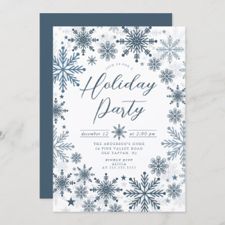 Convite Blue Snowflake Holiday Party Invitation