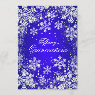 Convite Blue Snowflake Winter Wonderland Quinceanera