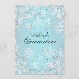 Convite Blue Snowflake Winter Wonderland Quinceanera