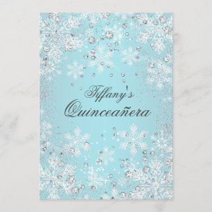 Convite Blue Snowflake Winter Wonderland Quinceanera