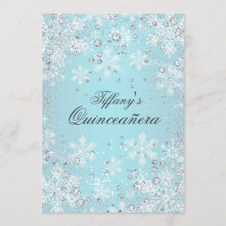 Convite Blue Snowflake Winter Wonderland Quinceanera